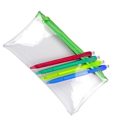 Image of PVC Pencil Case - Clear (Green Zip)
